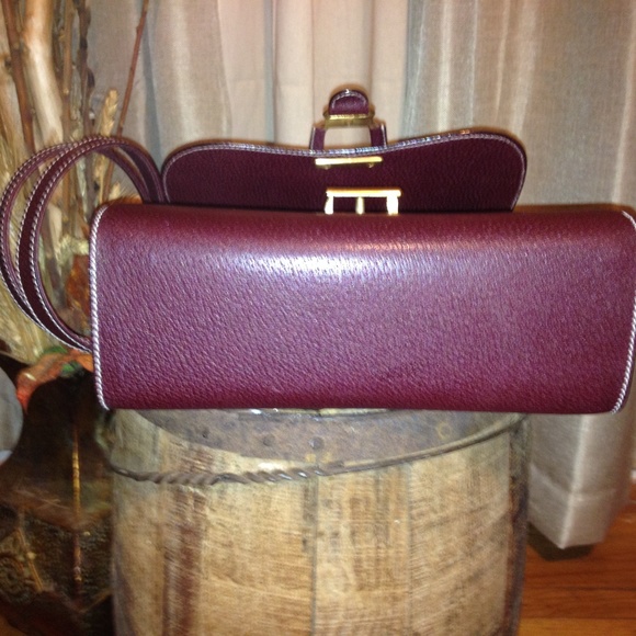 NWT!! VTG. RARE Leather & SUEDE Wine shoulder Bag - Picture 5 of 8
